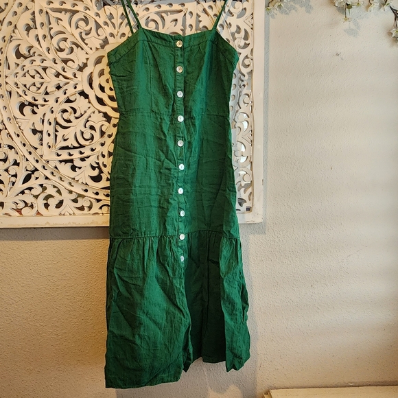 NATION LTD MIDI DRESS STRAPPY ORGANIC LINEN FRONT BUTTON SZ MEDIUM EUC - Picture 8 of 16